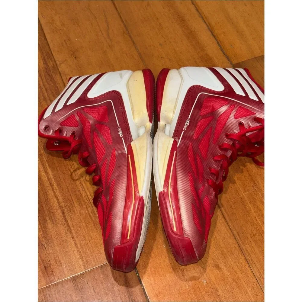 adidas adizero Red and White High-Top Basketball Shoes size 6.5